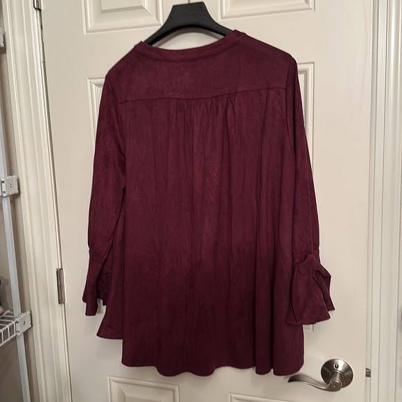 Joh Abia Stretch Suede Top Color Mulberry Size Large - Picture 9 of 9